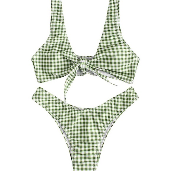 Other - plaid pattern tie up bikini